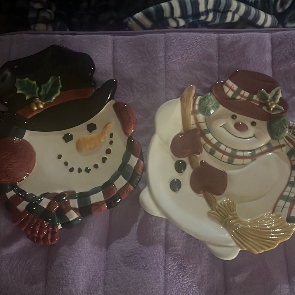 2 Fitz and Floyd Essentials Snowman plates